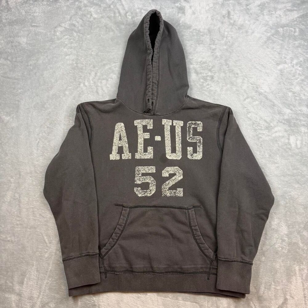 American-eagle Men's Grey and Black Hoodie